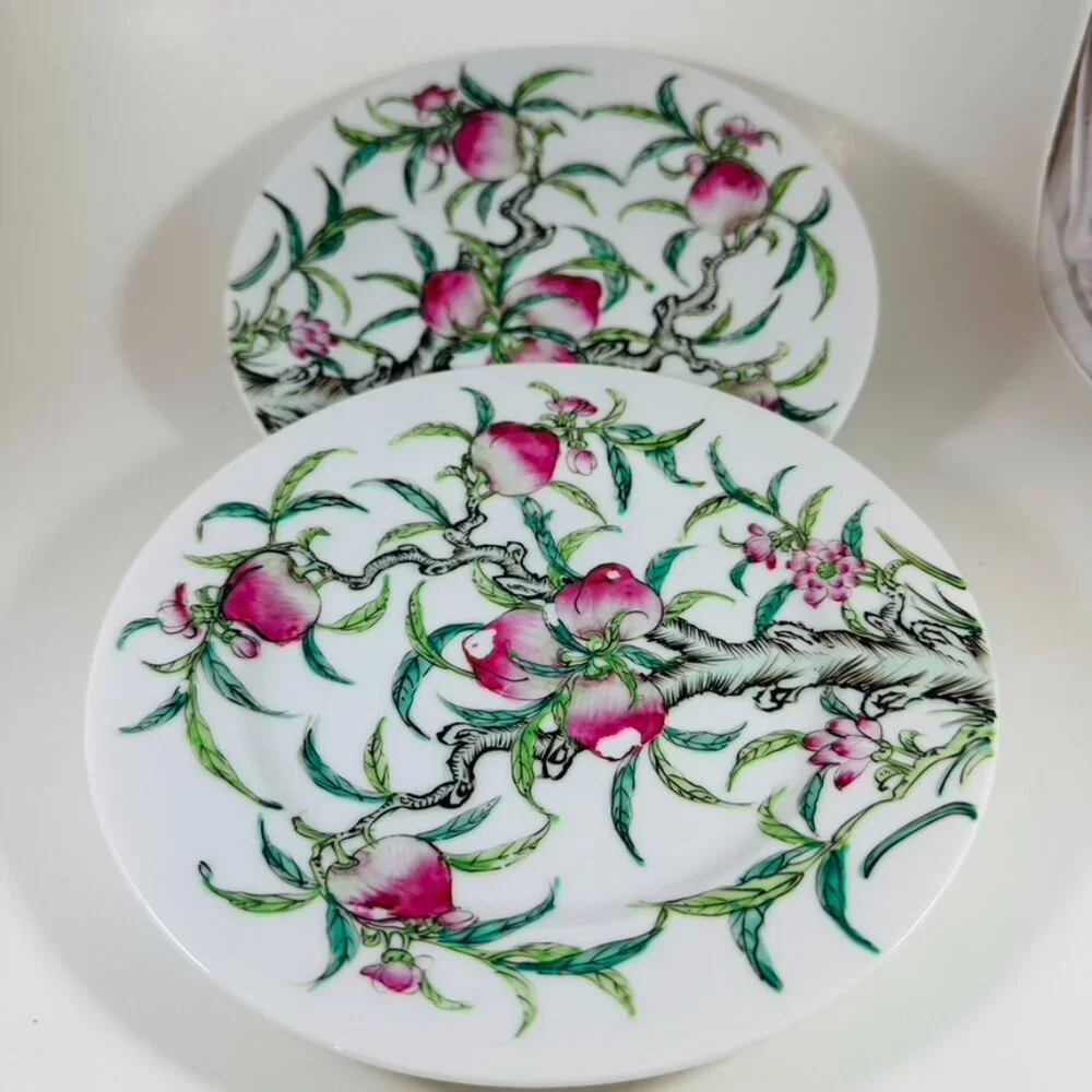 2   FAMILLE ROSE 'PEACH' DISH Japanese Porcelain decorated in Hong Kong